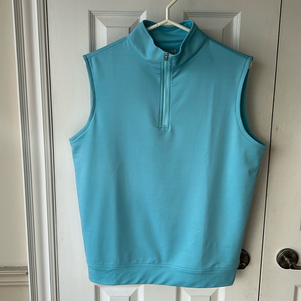 Peter Millar Galway Stretch Loop Terry 1/4 Zip Vest Tropical Blue